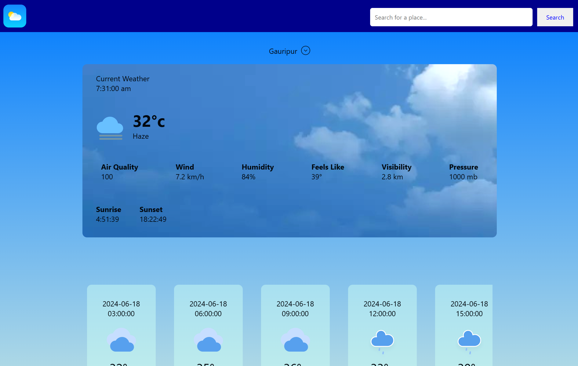 Realtime Weather Website